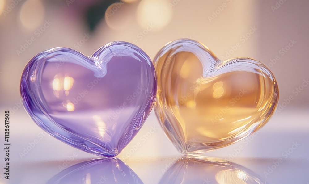 Two hearts are on a table Two hearts are on a table