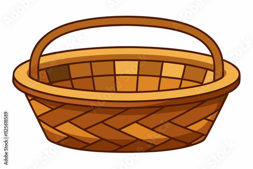 Empty wicker basket for bread on a white background vector art illustration