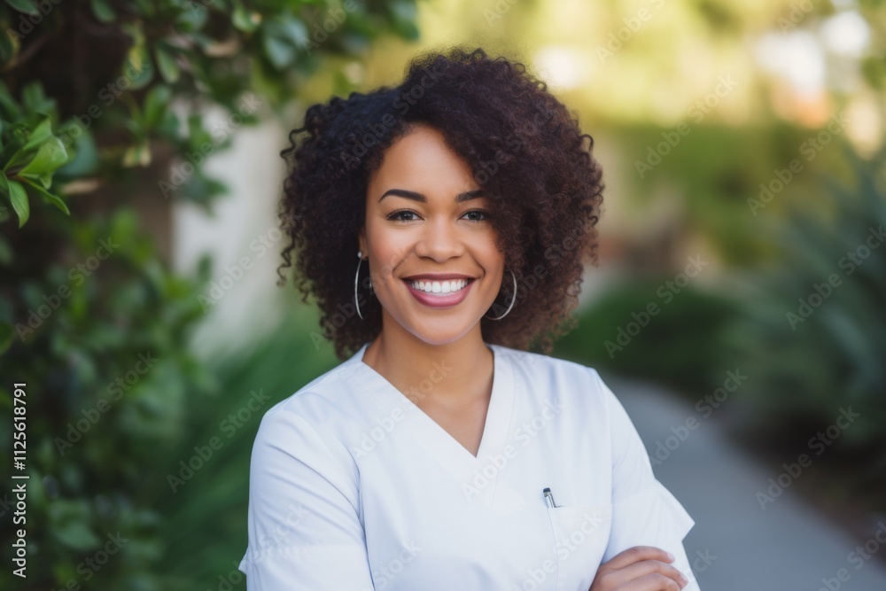 Portrait of a smiling female African American medical physician Portrait of a smiling female African American medical physician