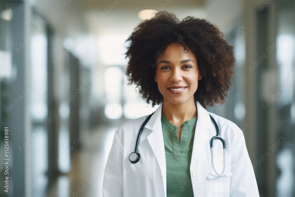 Portrait of a smiling female African American medical physician Portrait of a smiling female African American medical physician