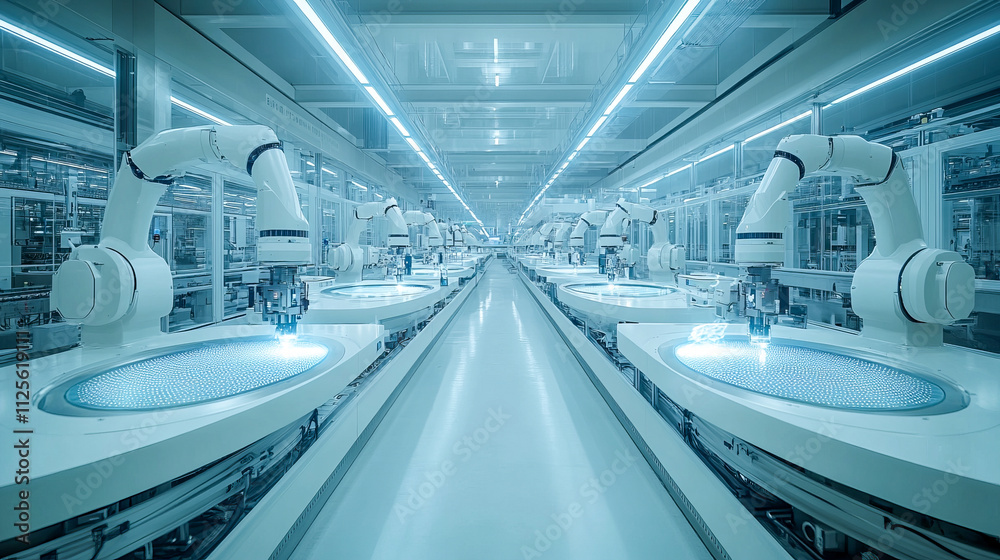 Advanced robotics in high-tech semiconductor factory cleanroom