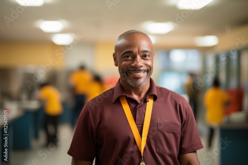 Portrait of a smiling African American school janitor