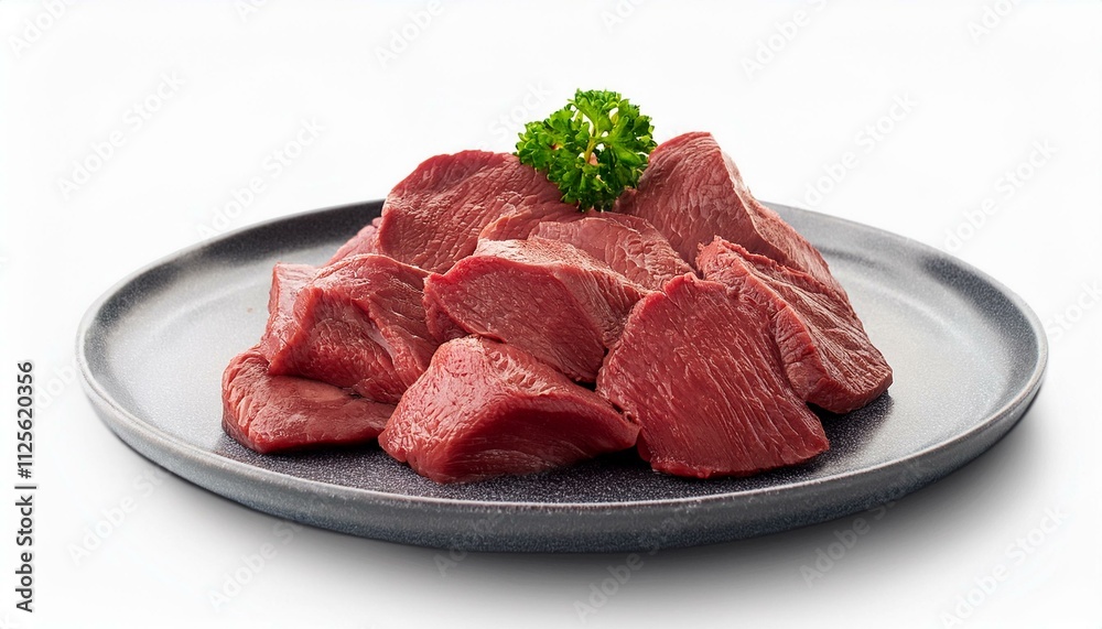Plate meat food beef on isolated white background Plate meat food beef on isolated white background