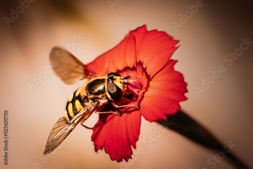Schwebfliege an roter Heidenelke