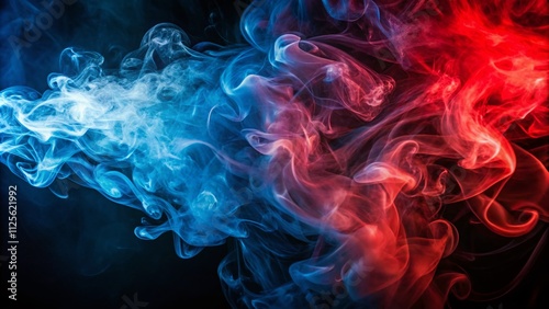 Wallpaper Mural Dramatic red and blue backlit smoke texture on a black background, perfect for enhancing visuals and adding flair to artistic projects and creative endeavors. Torontodigital.ca