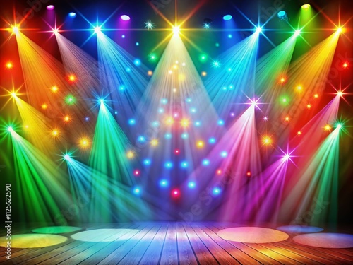 Dynamic stage light backdrop featuring a high depth of field  perfect for creative endeavors  events  performances  and concerts   ideal for photography  video production  and marketing campaigns.