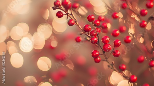 Close Up of Soft Golden Red Bokeh Lights with Subtle Details