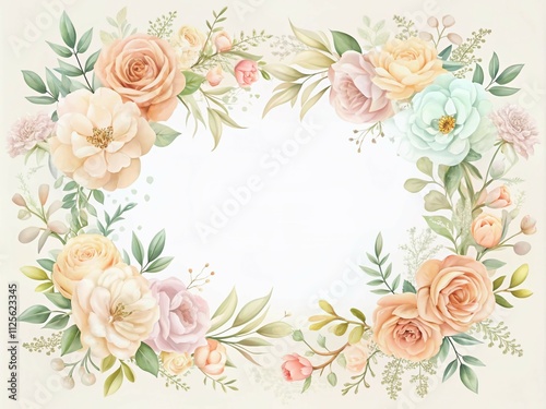 Elegant floral frame designs with beautiful borders in soft pastel hues, featuring exquisite typography. Perfect for romantic event invitations, customizable templates, and stunning floral art.