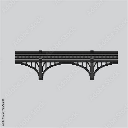 Pixel art illustration Train Bridge. Pixelated Railway Bridge. Train Railway Bridge icon pixelated for the pixel art game and icon for website and video game. old school retro.