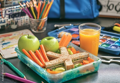 Back to School Lunchbox, Star Sandwich, Fruit & Veggies photo