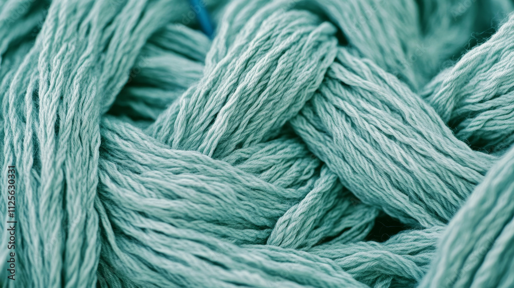 Crafting Comfort: Light Green Yarn and Metallic Blue Hook with Knitted Texture Crafting Comfort: Light Green Yarn and Metallic Blue Hook with Knitted Texture