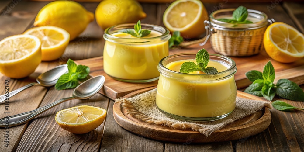 Homemade Vanilla Custard Pudding with Lemon Curd and Slices - A Delicious Dessert Experience Homemade Vanilla Custard Pudding with Lemon Curd and Slices - A Delicious Dessert Experience