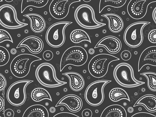 Complexity paisley, material beauty. Embellishment repetition by exotic design. Ornamental decorative, ethereal draw.