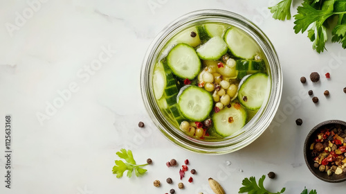 Tangy Delight: Pickled Cucumbers and Spices