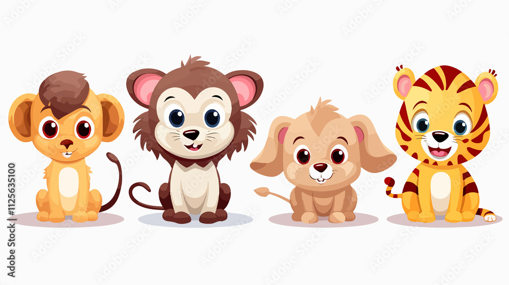Cheerful Monkey, Giraffe, and Lion Vector Illustration for Kids | Wildlife Animal Characters Design Cheerful Monkey, Giraffe, and Lion Vector Illustration for Kids | Wildlife Animal Characters Design