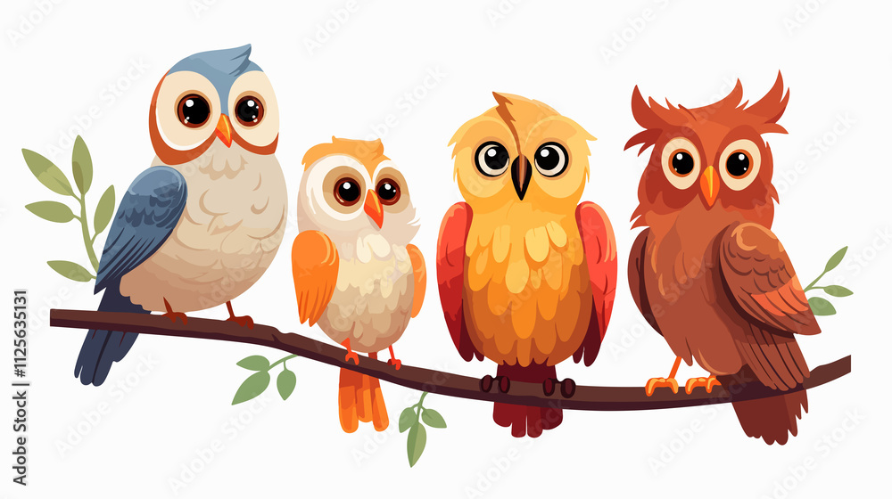 Fototapeta premium Cheerful Nightingale Owl Character Vector Illustration for Design Projects