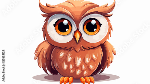 Happy Owl Vector Illustration | Cute Cartoon Owl Design for Kids' Books, Prints, and Accessories photo