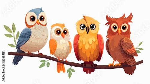 Cheerful Nightingale Owl Character Vector Illustration for Design Projects photo