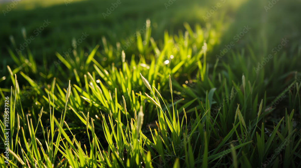 Obraz premium green grass background nature meadow spring lawn garden close up field