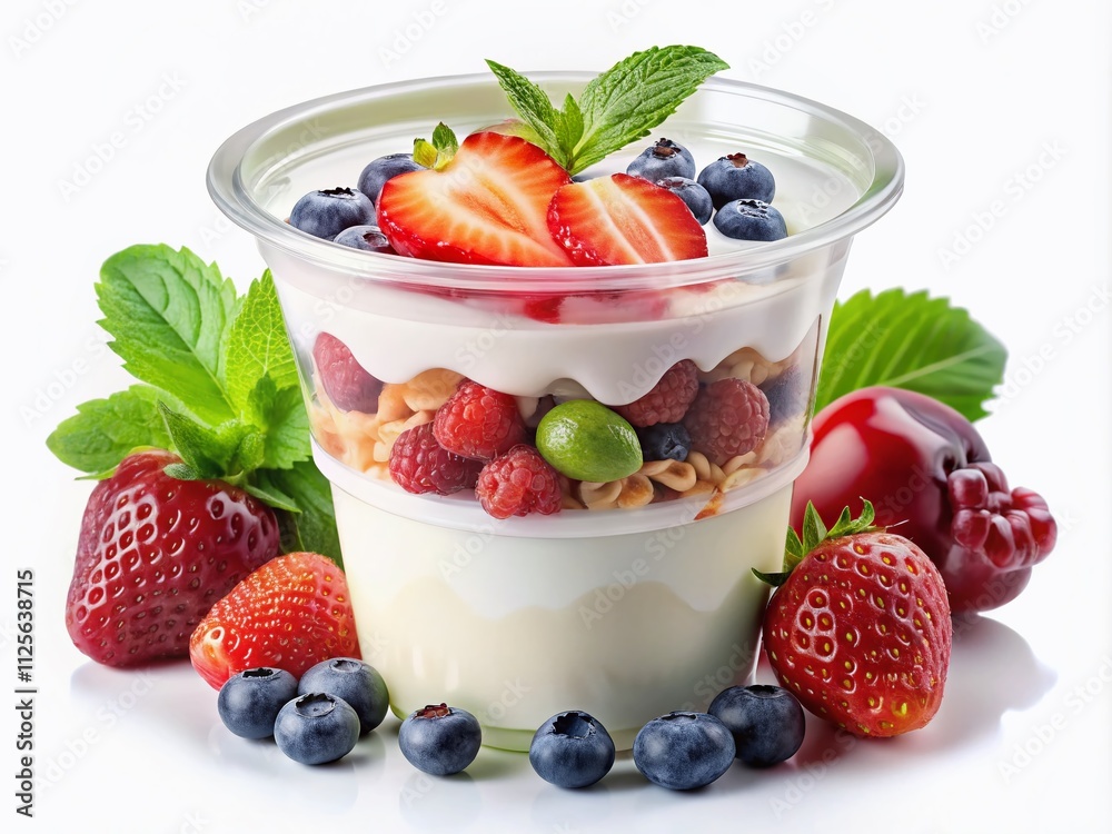 Isolated double exposure dairy yogurt cup on a clean white background, showcasing creative photography and healthy snack appeal. Perfect for yogurt branding and attractive food packaging design. Isolated double exposure dairy yogurt cup on a clean white background, showcasing creative photography and healthy snack appeal. Perfect for yogurt branding and attractive food packaging design.