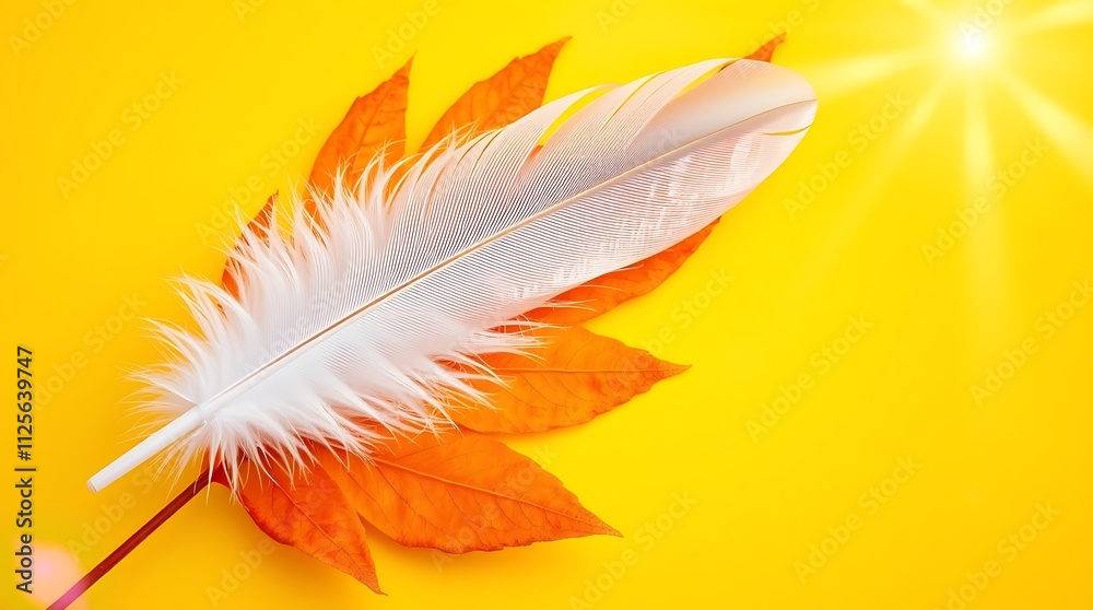 Naklejka premium white feather and orange maple leaf National Day for Truth and Reconciliation in Canada