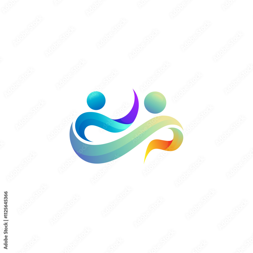 People care logo with 3d colorful design, unity icons People care logo with 3d colorful design, unity icons
