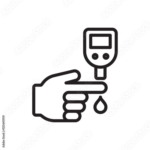 Blood sugar test icon Black and white logo
