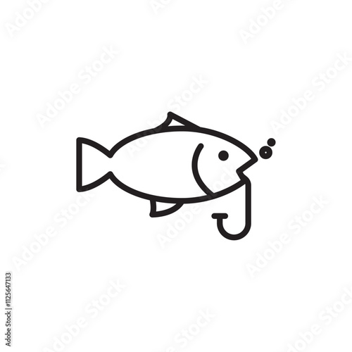 Fishing icon Black and white logo