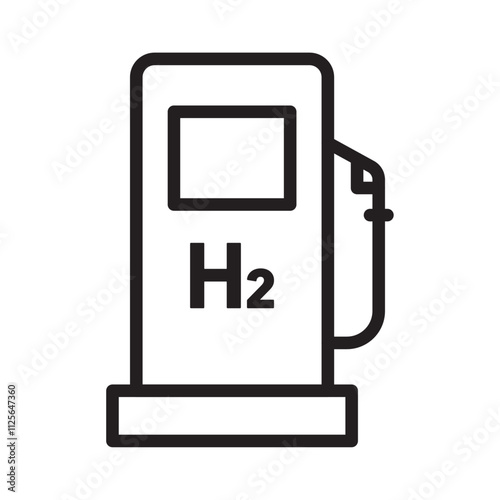 Hydrogen fuel pump icon Black and white logo