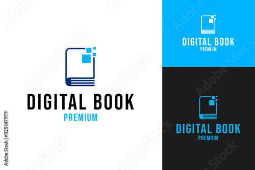 Digital book logo design concept for digital library vector template illustration