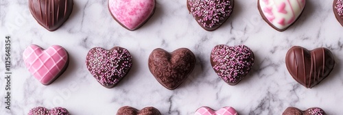 Assorted Chocolate Heart Candies On Marble