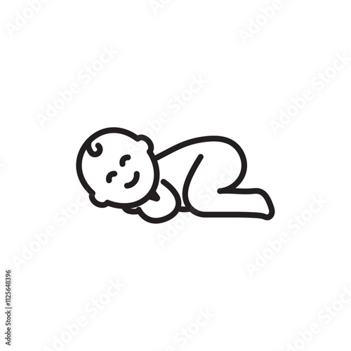 Sleeping baby icon Black and white logo