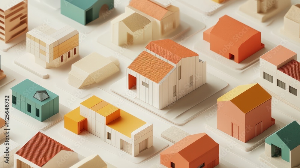 Obraz premium Colorful model houses, architectural miniature city.