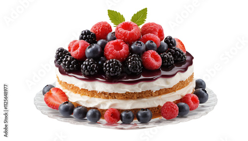 Wallpaper Mural Delicious Two Layered Berry Cake Topped with Fresh Raspberries, Blackberries and Blueberries Torontodigital.ca