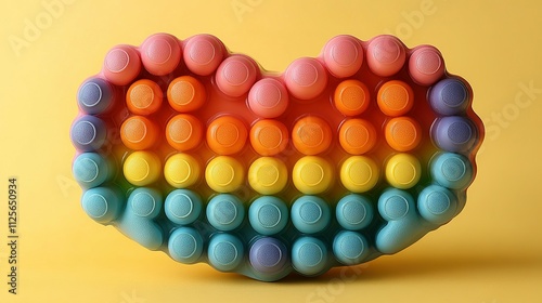 Rainbow Colored Pop It Toy Shaped Like A Heart photo