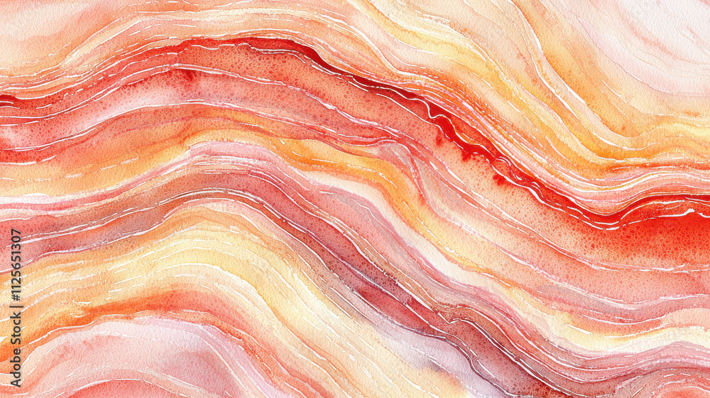 Beautiful red sandstone texture in watercolor showcasing intricate patterns and warm tones. This artwork captures essence of natural formations with flowing lines and vibrant colors Beautiful red sandstone texture in watercolor showcasing intricate patterns and warm tones. This artwork captures essence of natural formations with flowing lines and vibrant colors