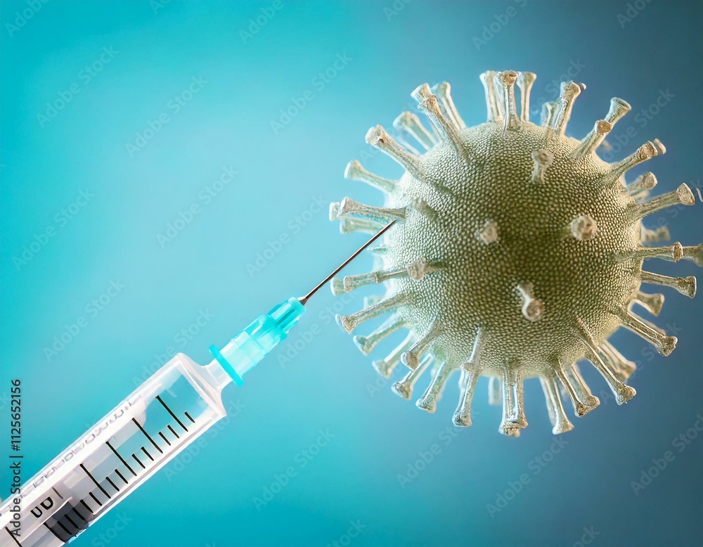 Conceptual image on the concept of using drugs and vaccination to combat viruses and disease. Conceptual image on the concept of using drugs and vaccination to combat viruses and disease.