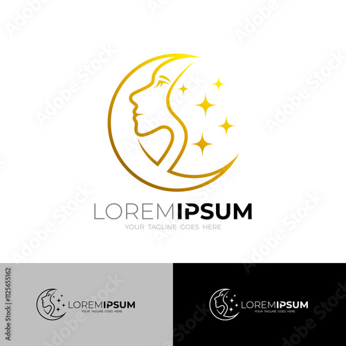 women's beauty logo and beauty of the moon logos, salon icon
