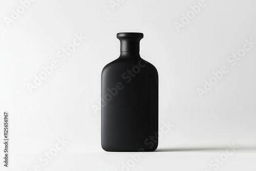 A minimalist black bottle on a white background, emphasizing simplicity and elegance.