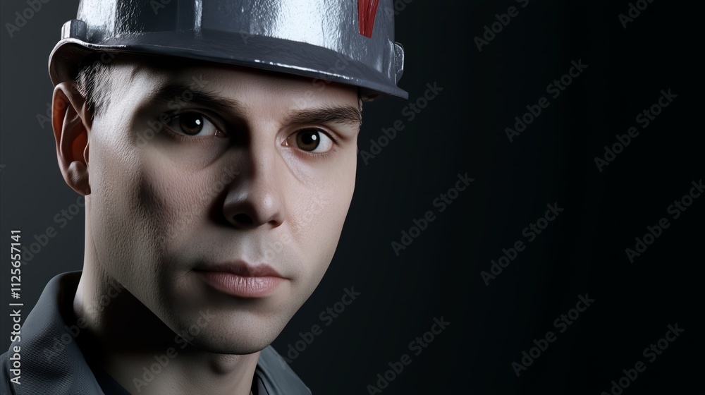 Man wearing a hard hat and safety glasses Man wearing a hard hat and safety glasses