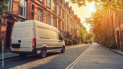 Wallpaper Mural delivery van parked in sunny suburban street scene Torontodigital.ca