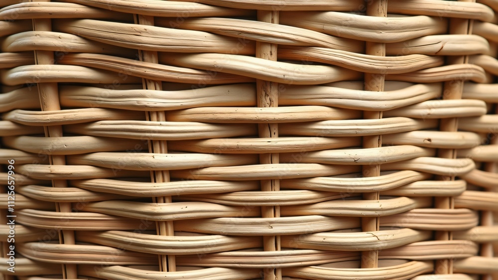 Intricate Woven Rattan Basket Texture, Close-up Detail Intricate Woven Rattan Basket Texture, Close-up Detail