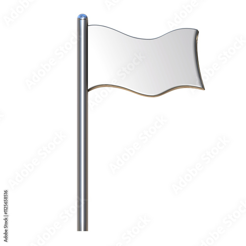 Silver flag on png transparent background.