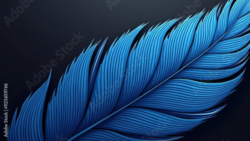 Vibrant Blue Feather Texture, Close-up Macro Shot photo