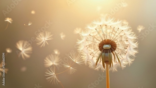 Soft Fluffy Dandelion Clock Seeds, Airy Texture photo