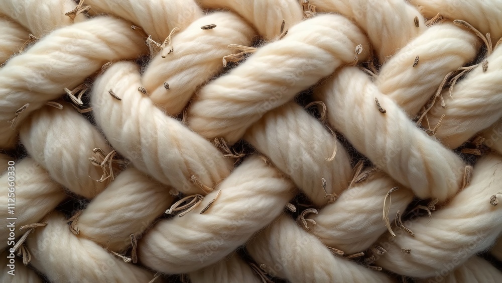 Soft Fluffy Sheep's Wool Texture, Warm Interwoven Fibers