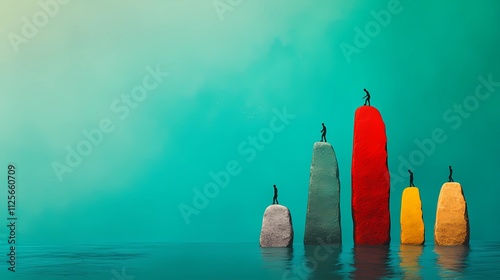 Abstract human figures climbing upward, symbolizing career growth and success