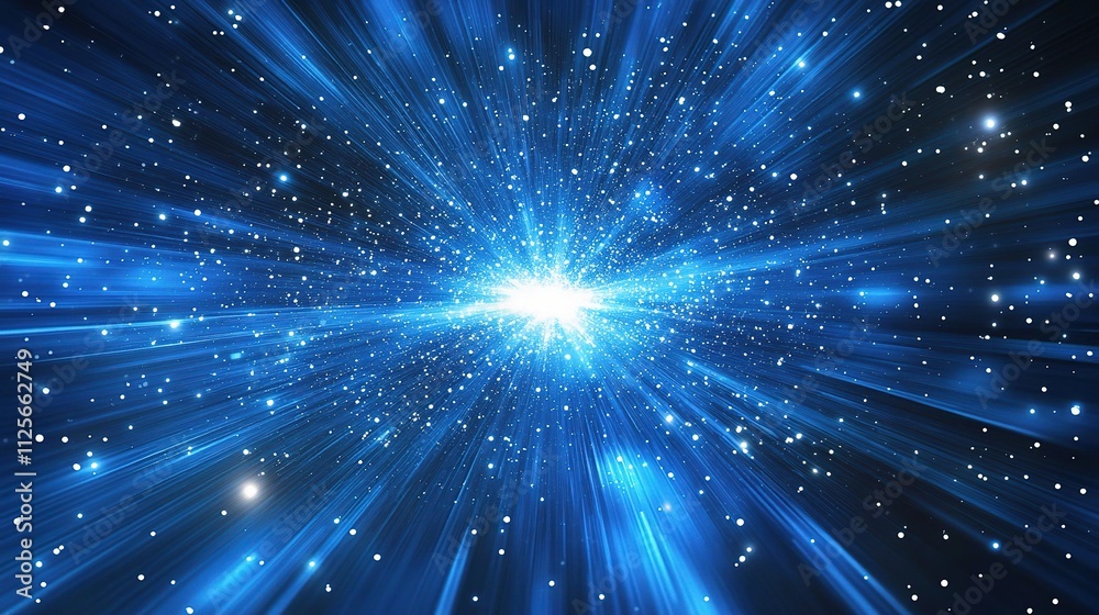 Fototapeta premium Deep Blue Abstract Background with Twinkling Stars and Light Rays