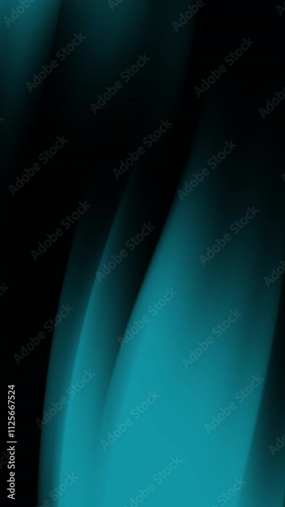 Des courbes abstraites de couleur turquoise foncé se fondent dans un arrière-plan vertical noir. Convient aux projets de design contemporain, à l'art numérique, aux arrière-plans et aux concepts futur