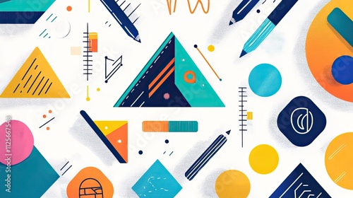 business strategy flat design top view corporate planning cartoon drawing Triadic Color Scheme